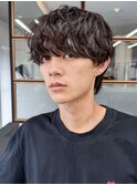 簡単セット◎メンズパーマニュアンスパーマ黒髪マッシュ