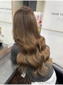 ブラウンベージュブリーチカラーダブルカラーシールエクステ