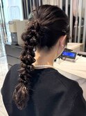 編み下ろし/編み下ろしポニー/表参道ヘアセット/参列ヘア