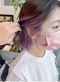 ぷつっとボブ/インナーカラー/イヤリングカラーピンクラベンダー