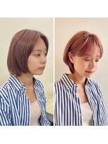 イヴォークトーキョーオーサカ(EVOKE TOKYO osaka)&nbsp;20代おすすめヘア！ 耳かけ シースルーバング ショートボブ