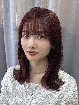 カフネヘアー(Cafune' hair) ボルドー×切りっぱなしボブ