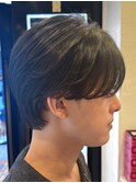 韓国マッシュフェザーパーマニュアンスパーマセンターパート黒髪