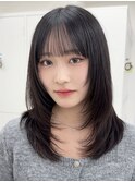 ワンホンレイヤー/ミルクティーブロンド/ダークブルー/渋谷