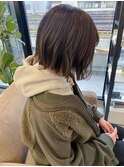 ヘッドスパ_マロンベージュ Aラインボブ かきあげ