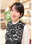 30代40代50代◎ウルフレイヤーカット黒髪前下がりショートボブ