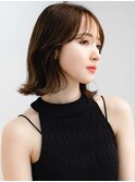 ◯波ウェーブパーマこなれミディアムパーマ薄めバング長めバング