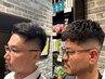 【カット+高い再現性◎アイロンパーマ+シェービング+眉毛カット】<理容室>