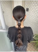 タイトヘア　編み下ろし　銀箔　参列