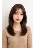 大人上品ロングレイヤー×透け感シースルーバング