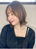 レイヤーボブ 外はねボブ ベージュブラウン レイヤーカットA0209