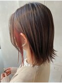 【Lei橋本】イヤリングピンクレッド×切りっぱなしボブ☆