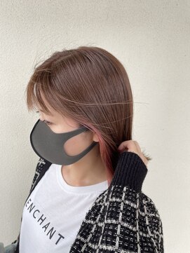 リンダ Linda ＃インナーカラー　ピンク　イヤリングカラー　外ハネボブ