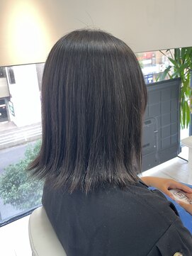 アルターシェリー(aL-ter che'rie) 縮毛矯正で艶々に/斜めバング/グレージュカラー　新籾