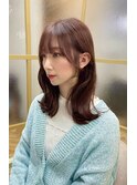 顔まわりカット/ピンクブラウン/20代/30代