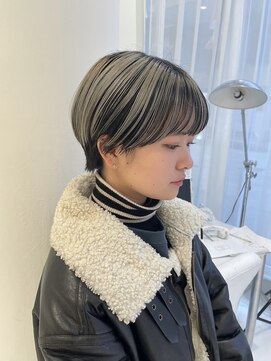 ハイブ 金沢(Hive) ショートカットアンブレラカラーブリーチ顔周りカット10代20代
