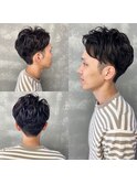 刈り上げコンマセンターパート×ニュアンスパーマ