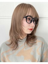 サンド 名古屋(sand)&nbsp;ホワイトグレージュミニウルフデジタルパーマチェリーブラウン