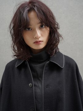 ソレイユバイエルズ(soleil by ailes) レイヤーボブ×パーマ×小顔レイヤー×アプリコットオレンジ