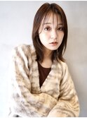 グレージュ韓国ミディアムボブレイヤーウルフボブレイヤーカット