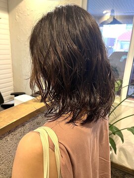 ファム 札幌大通(fam) 春◎前髪なしミディアムレイヤーカットパーマ×透明感小顔ヘア