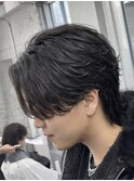 大人ナチュラルフェザーパーマセンターパート