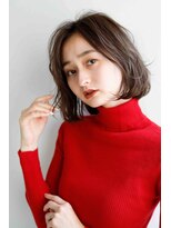 ムウ 難波(MOU) クールショートボブ前髪イメチェンピンクベージュ30代40代50代