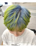 pale blue × neon green