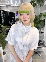 リッチ(RITZY) 【RITZY】beige×neon green☆エンドカラー☆裾カラー☆ウルフ