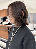 黒髪　ボブルフ　ネビージュ　小顔　ワンレン　スペインカール