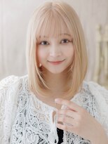 カバーヘア ブリス 北浦和(COVER HAIR bliss)&nbsp;外国人風ホワイトブロンド切りっぱなしボブディc7北浦和10代20代