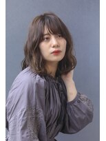 グルー(glue) 暗髪波巻きふんわりロブヘア【二子玉川　glue】