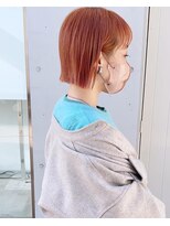 グリット(Grit) オレンジカラー × 切りっぱなしボブ【Grit神戸元町店】