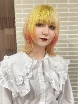 ニューヨークニューヨーク 三宮店(NYNY) 抜きっぱなしブロンドポイントデザインカラー/ウルフカット