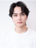 センターパート韓国マッシュダークアッシュニュアンスパーマ
