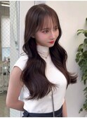 韓国ヘア 2wayバング 顔まわりカットNo.1 レイヤー グレージュ