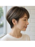 白髪ぼかし似合わせ大人ショート30代40代50代60代◎