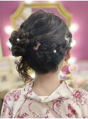 編み込みサイドアップ
