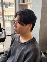 メンズカット バイ ソイクフ(メンズカット by SOY-KUFU) センターパートマッシュメンズツーブロックフェザーショート