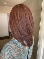 ロッカヘアエジェ(ROCCA hair eje.) 大人のピンクブラウンレイヤーアプリコットオレンジ