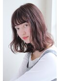 切りっぱなしボブゆるふわウェーブ/フルバング/似合わせカット