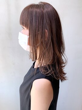 アルバム 銀座(ALBUM GINZA) レイヤーミディ_ココアブラウンフリンジウェーブ_ba302002