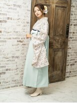 ケアル(Carel)&nbsp;卒業式袴一式レンタル【白×ネイビー】フラワーレース☆