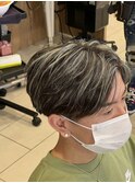 ハイライト+センターパート