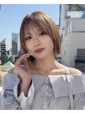 外ハネボブ/切りっぱなしボブ/ミニボブ/ボブ/グレージュ