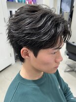 名古屋フェザーパーマセンターパートフェザーショート名駅メンズ