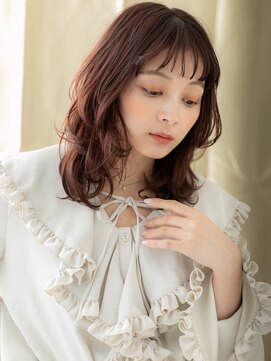 カバーヘア イヴ 戸頭店(COVER HAIR EVE) ミルクティーピンク小顔ミディアムレイヤーTc2戸頭20代30代40代