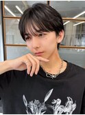 ツーブロック◎韓国風マッシュ黒髪センターパート