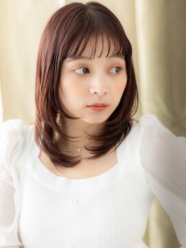 カバーヘア ブリス 志木南口駅前店(COVER HAIR bliss) ピンクベージュ顔周りカットミディアムレイヤーX志木30代40代