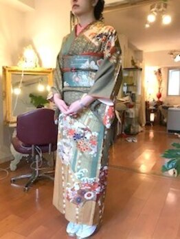 【手ぶらで訪問♪レンタル着物\15000】着付け&ヘアーセット込!訪問着・留袖など一式レンタル☆持ち込みもOK